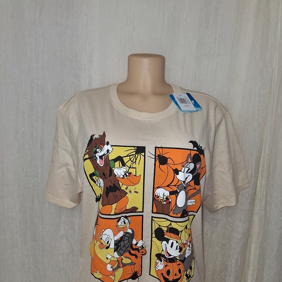 Disney New Women Size L Cream Logo T-Shirt Halloween - Picture 3 of 9